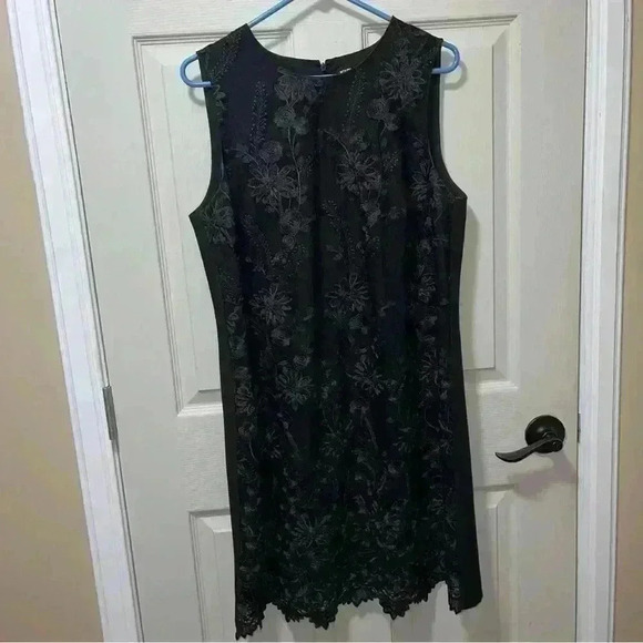 Karl Lagerfeld Crew Neck Short Flower Patterns A-Line Sleeveless Dress Sz 14 - Picture 1 of 6